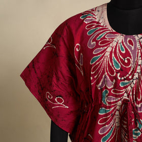 Pink - cotton hand batik kaftan with tie-up waist (long) 16