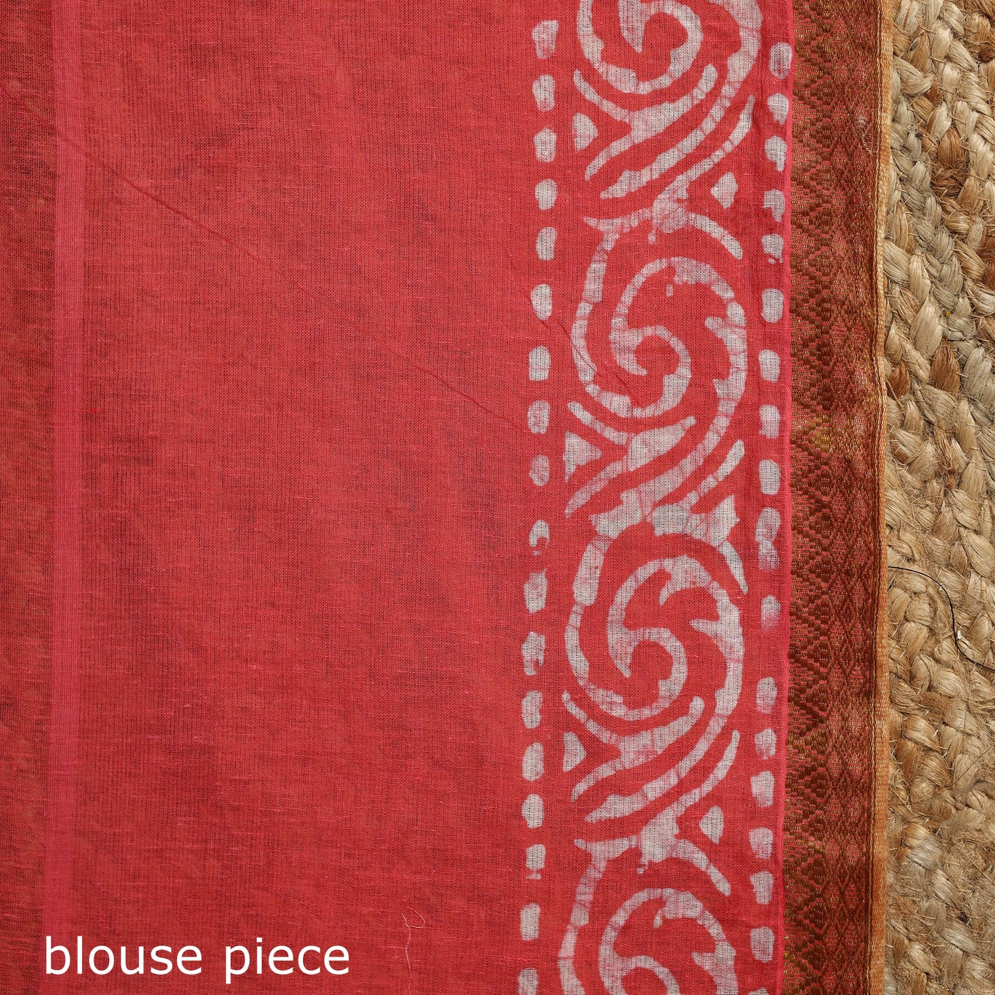 Pink - cotton hand batik saree with blouse 08 - handcrafted