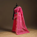 Pink - cotton hand batik saree with blouse 10 - handcrafted