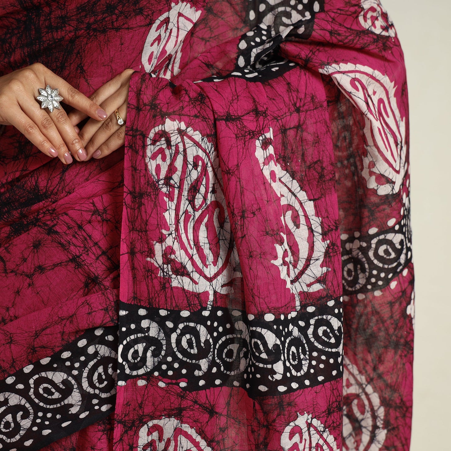 Buy Cotton Hand Batik Print Saree