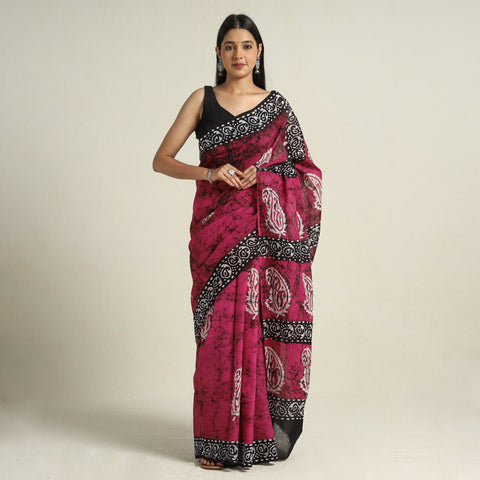 Buy Cotton Hand Batik Print Saree