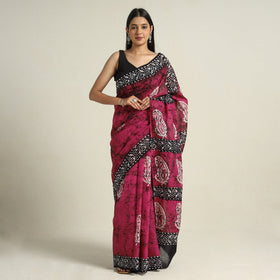 Buy Cotton Hand Batik Print Saree