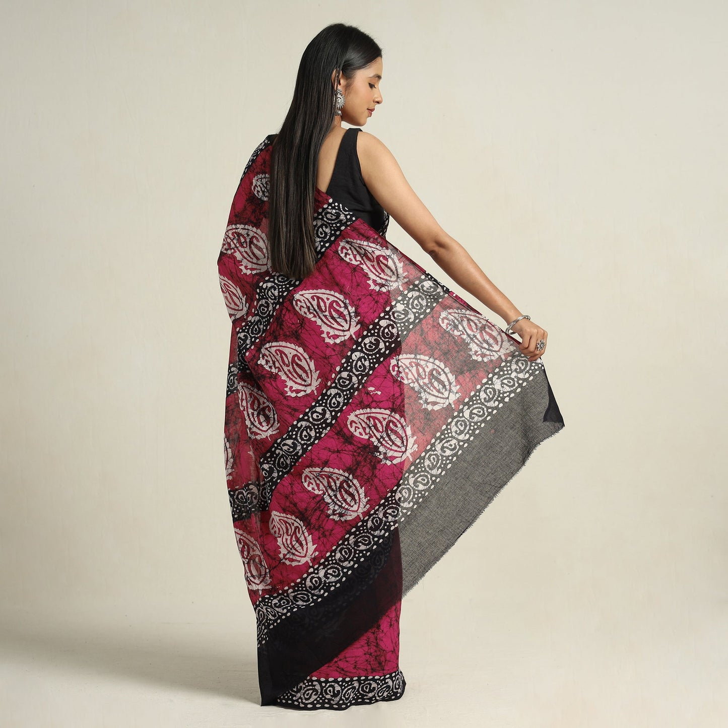 Buy Cotton Hand Batik Print Saree
