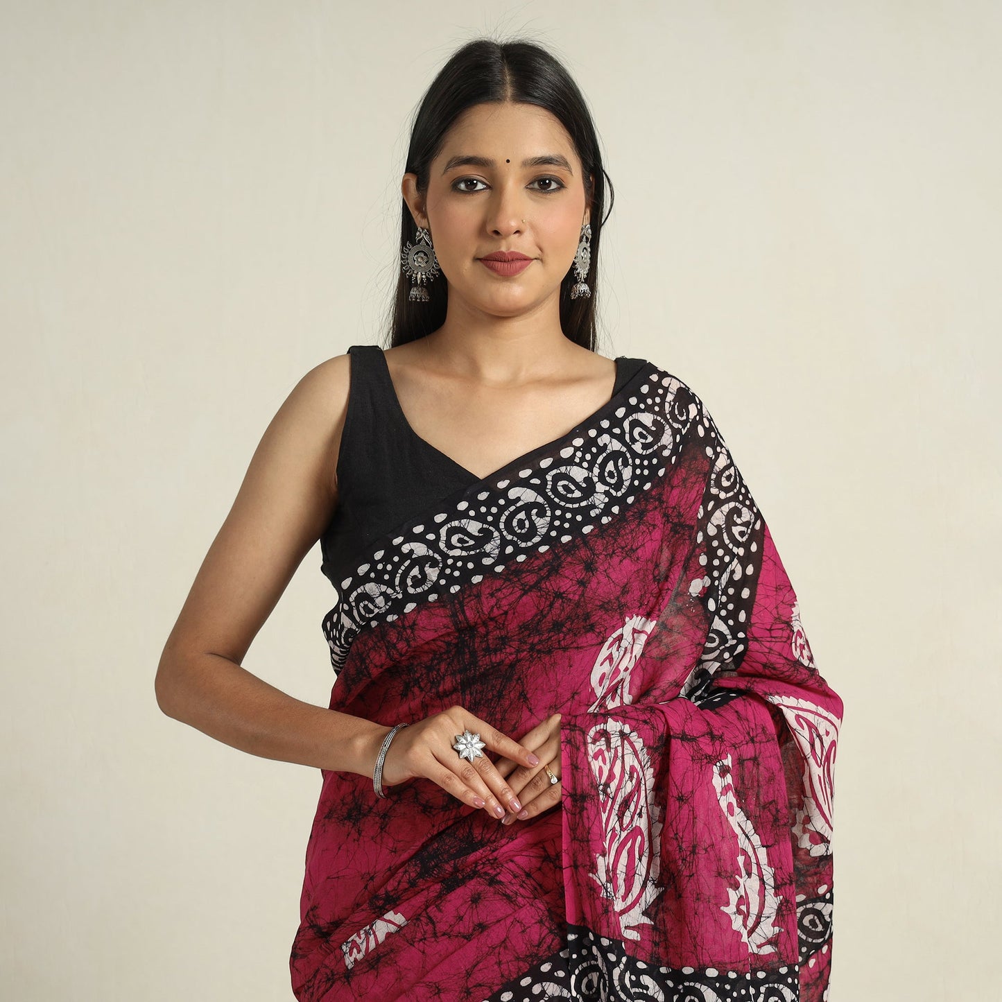 Buy Cotton Hand Batik Print Saree