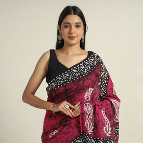 Buy Cotton Hand Batik Print Saree