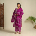 Pink Cotton Hand Batik Print Suit Set