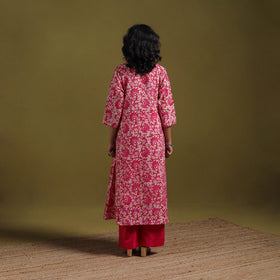 Cotton hand batik embroidered a-line kurta for women 09