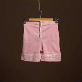 Buy Pink Cotton Hand Embroidery Chikankari Short