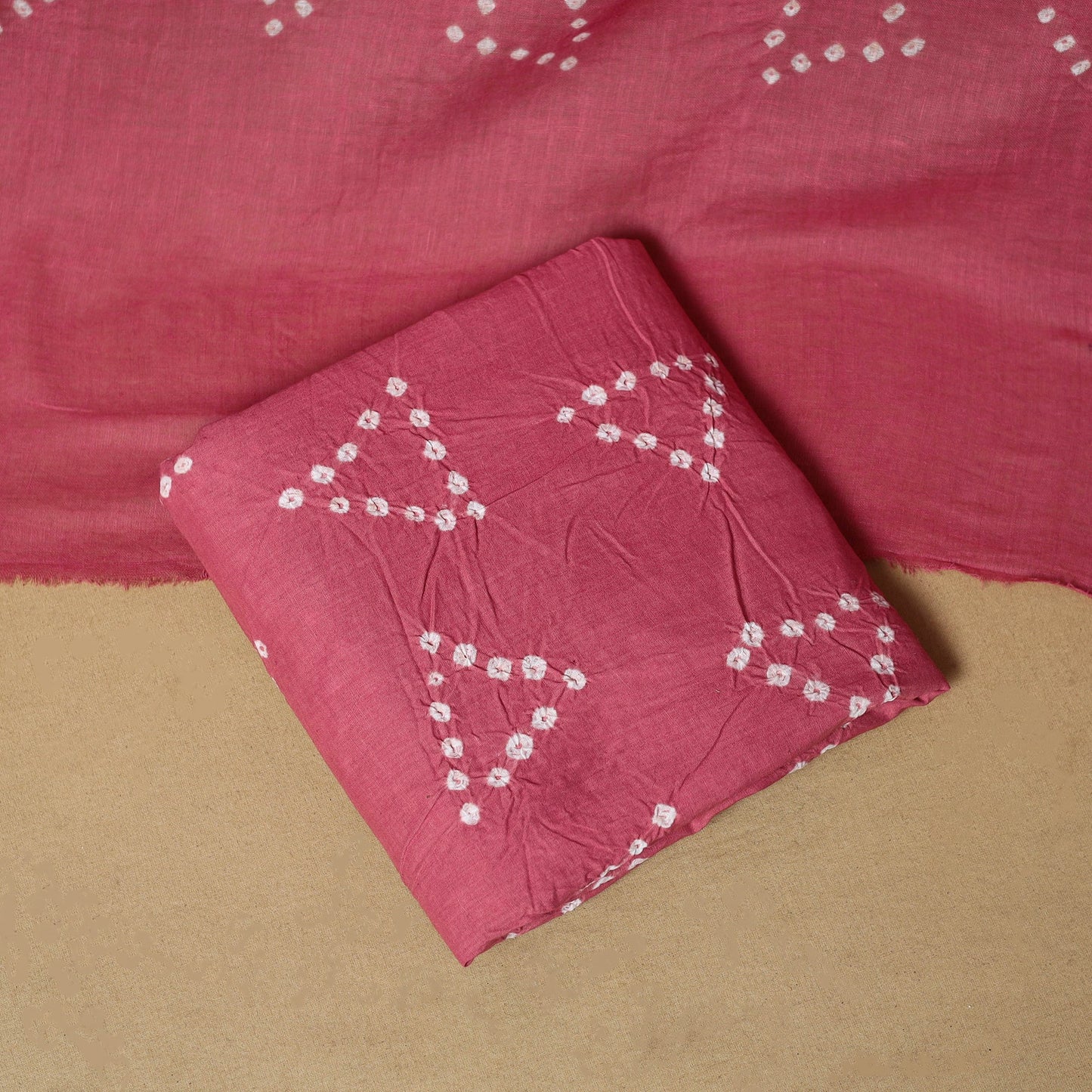 Pink - cotton hand kutch batik 3pc unstitched dress