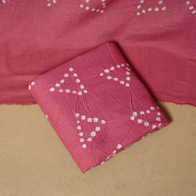 Pink - cotton hand kutch batik 3pc unstitched dress