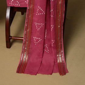 Pink - cotton hand kutch batik 3pc unstitched dress