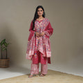 Pink Cotton Indonesian Hand Batik Print Kurta Set (Set of 3)