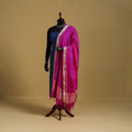 Pink - cotton jacquard dupatta with thread border 13