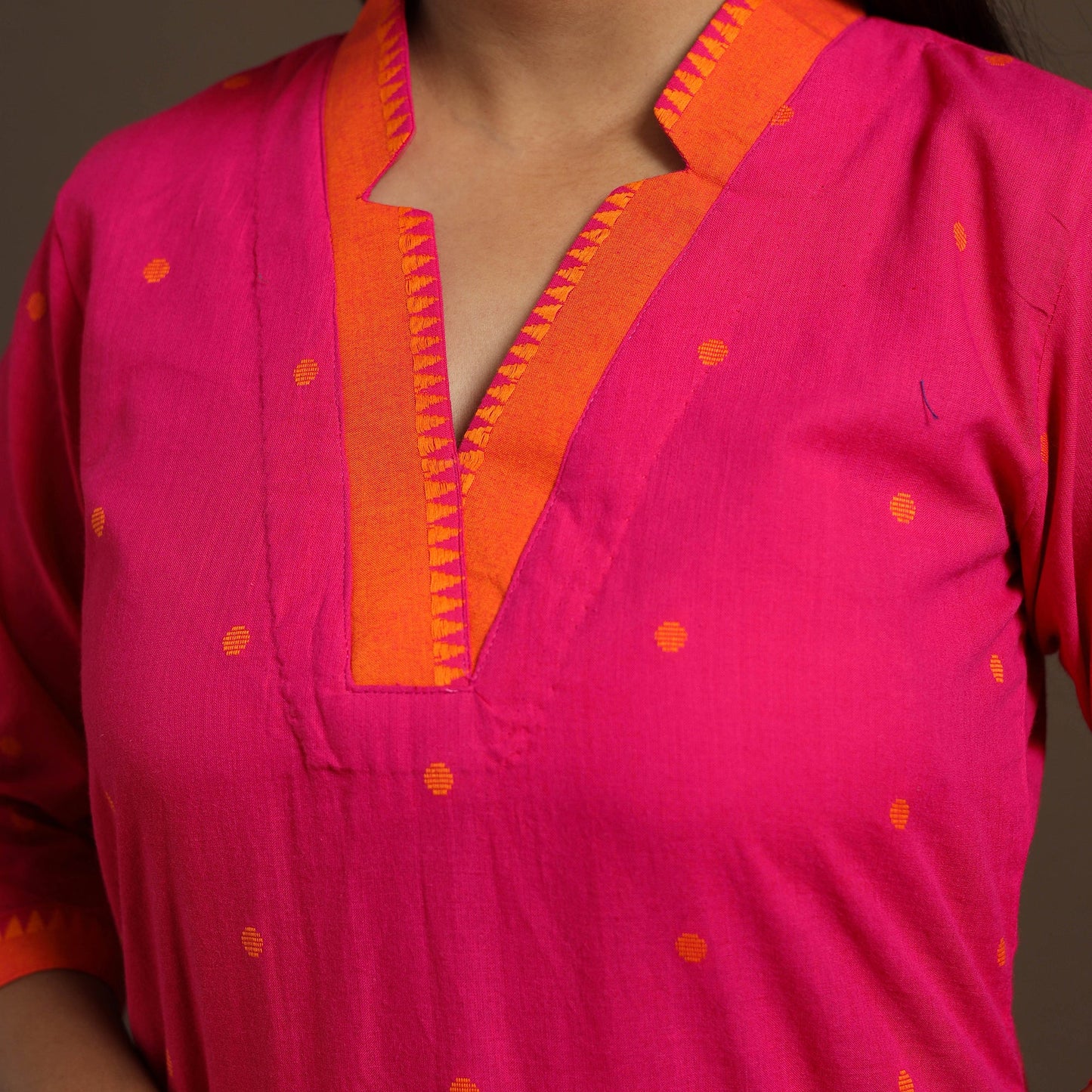 Pink Cotton Jacquard Kurta Set (Set of 3)