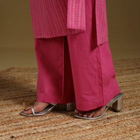 Pink - cotton jacquard kurta set (set of 3) 05 - handcrafted