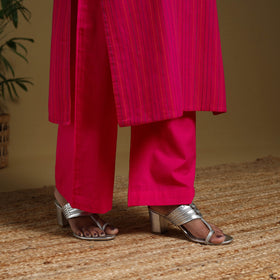 Pink - cotton jacquard kurta set (set of 3) 11 - handcrafted