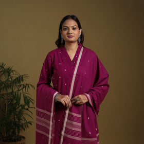 Pink - cotton jacquard kurta set (set of 3) 15 - handcrafted