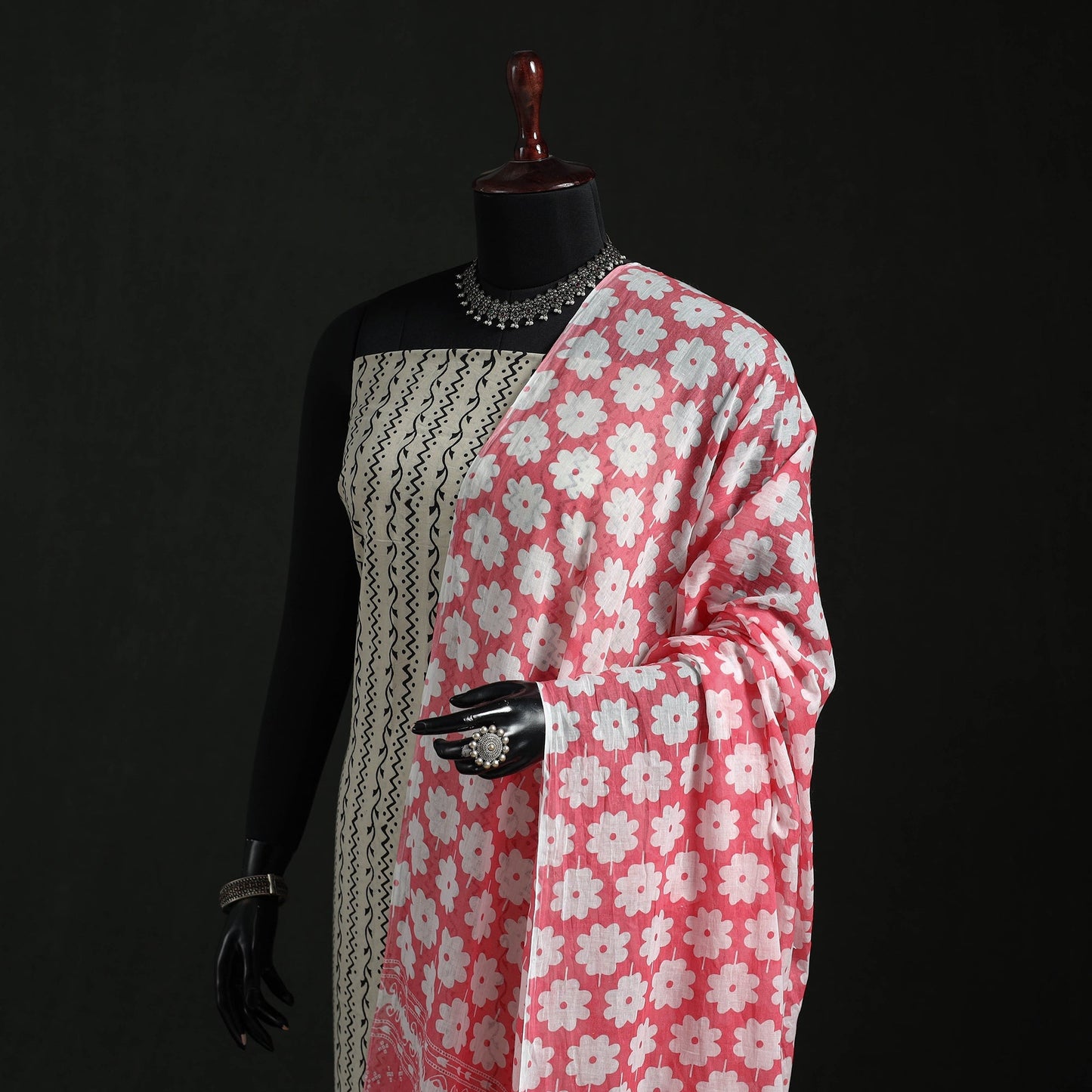 Cotton jaipur printed dupatta 07 - handcrafted