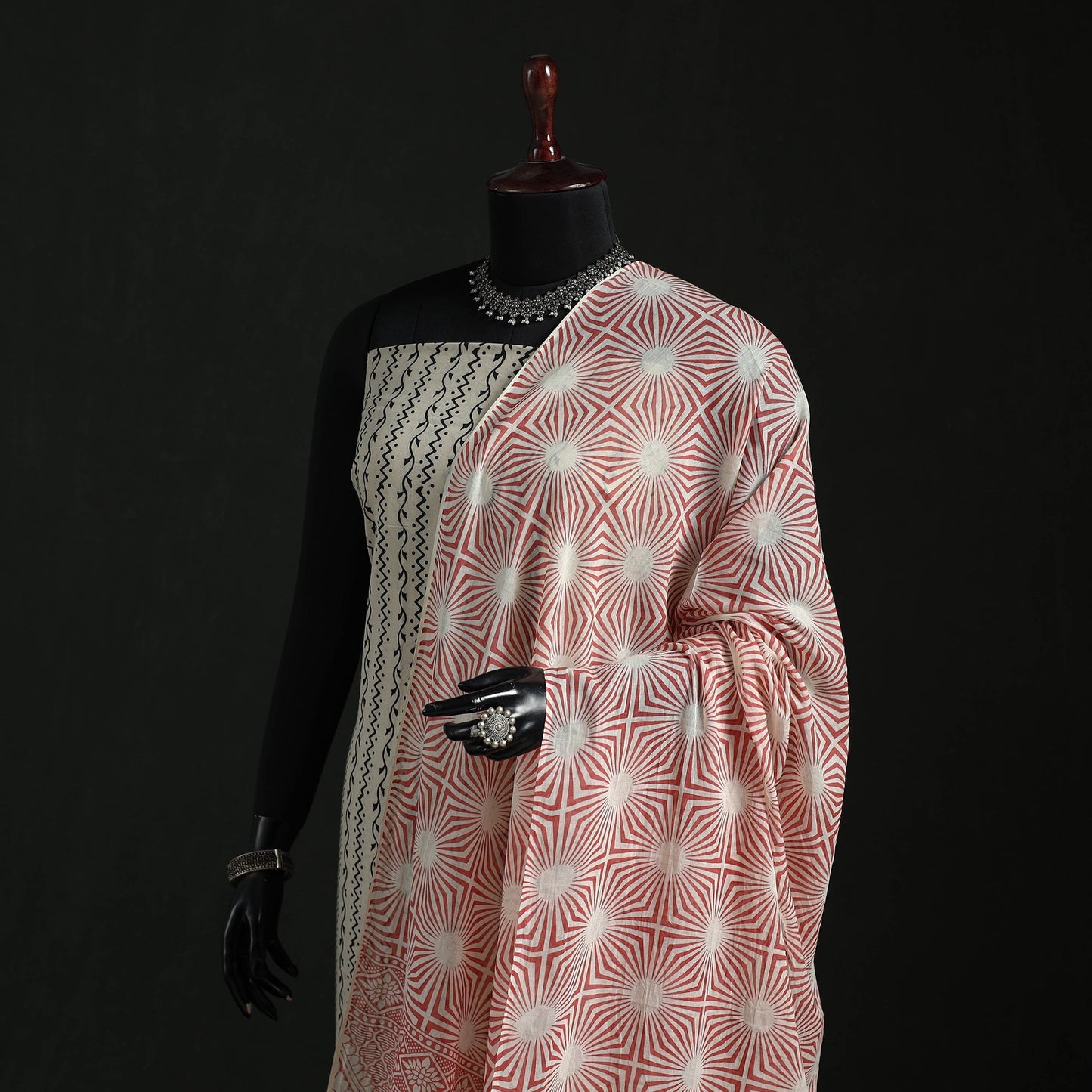Cotton jaipur printed dupatta 09 - handcrafted
