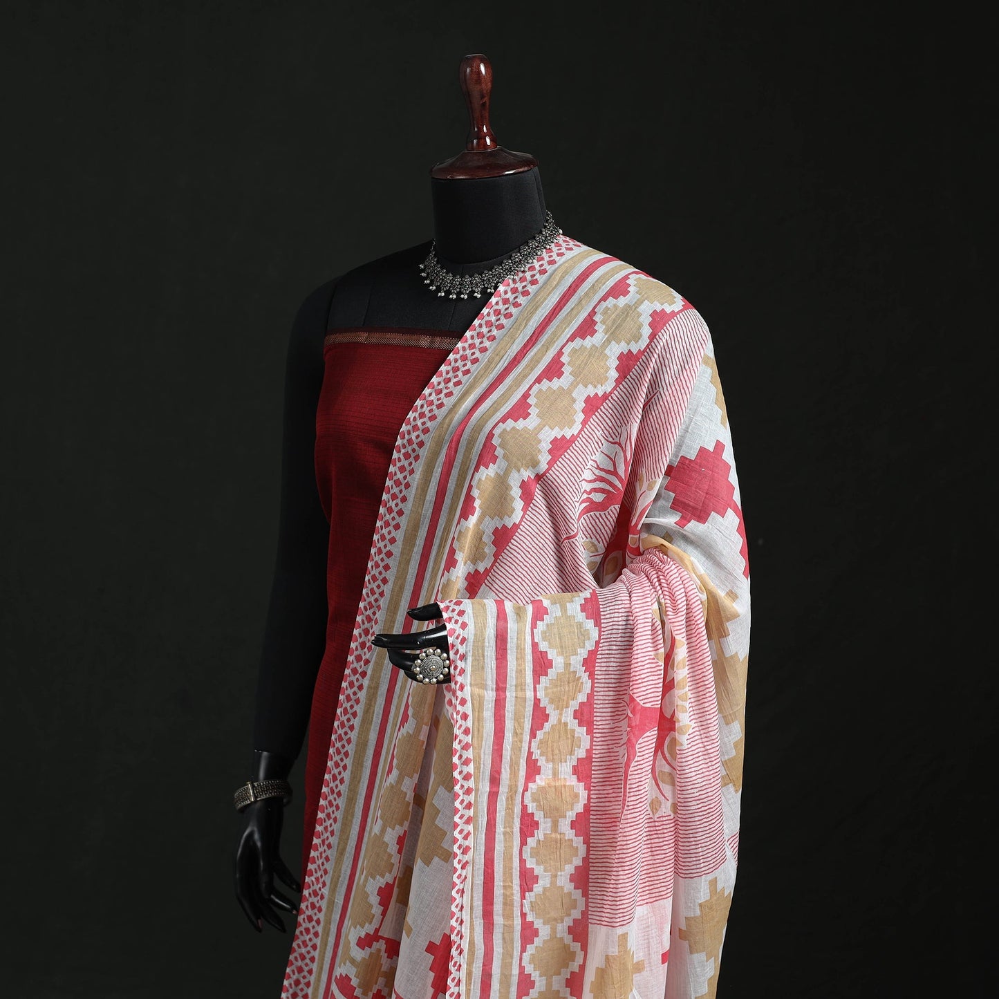 Cotton jaipur printed dupatta 95 - handcrafted