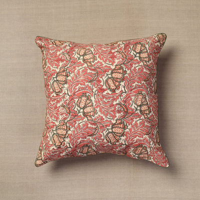  Pink Block Print Cotton Kalamkari Cushion Cover