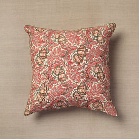  Pink Block Print Cotton Kalamkari Cushion Cover