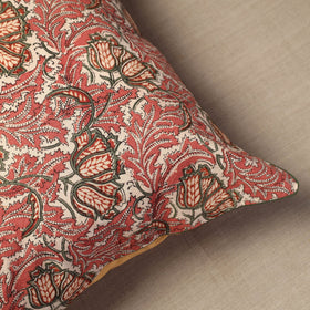  Pink Block Print Cotton Kalamkari Cushion Cover