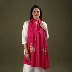  Pink Cotton Kashida Embroidery Stole