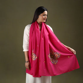  Pink Cotton Kashida Embroidery Stole