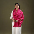 Pink Cotton Kashida Embroidery Stole