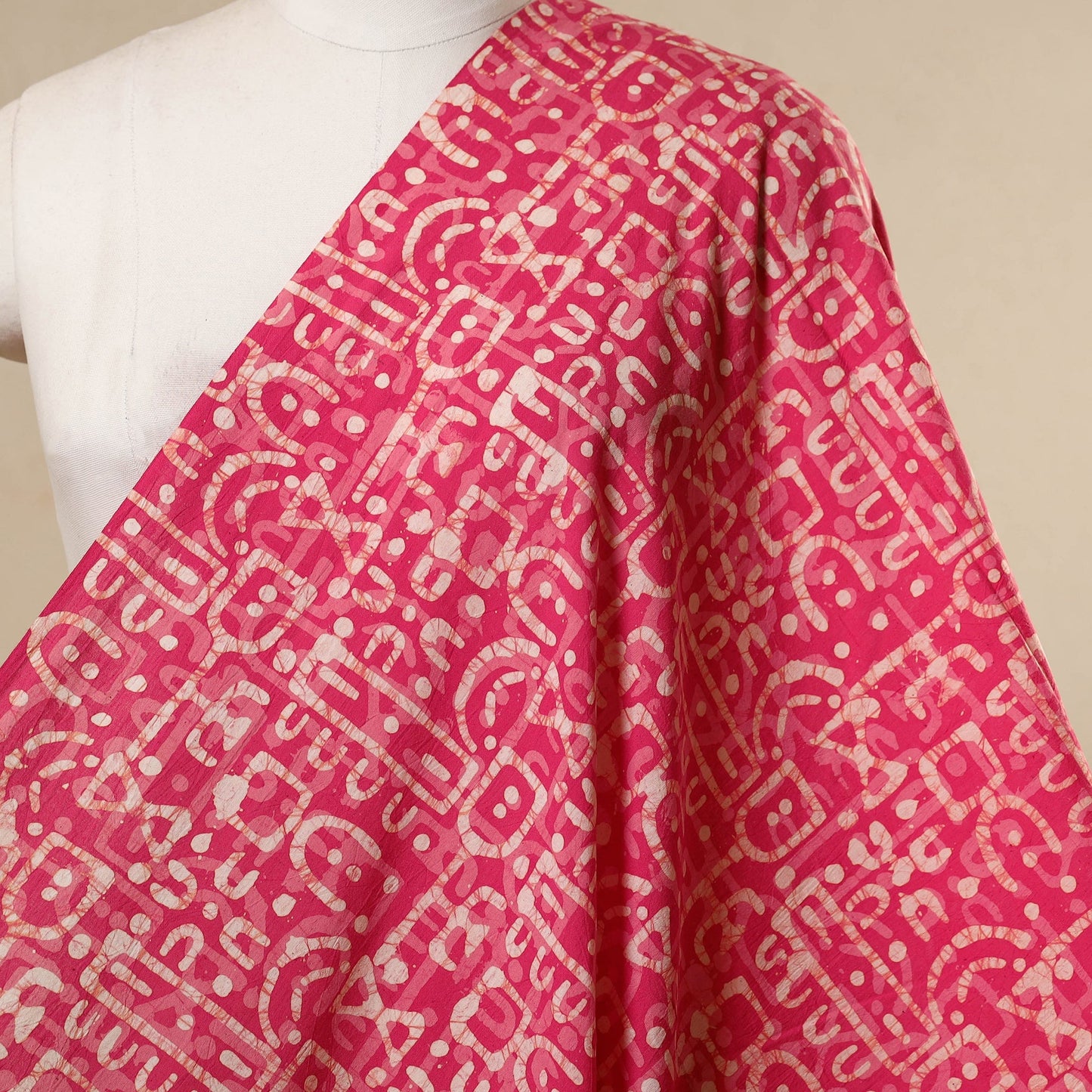 Pink - cotton kutch batik fabric 44 - handcrafted