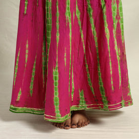  Pink Cotton Long Shibori Tie-Dye Skirt