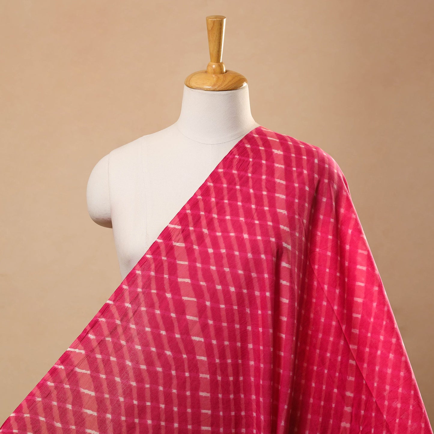 Pink Cotton Mothra Tie-Dye Leheriya Fabric