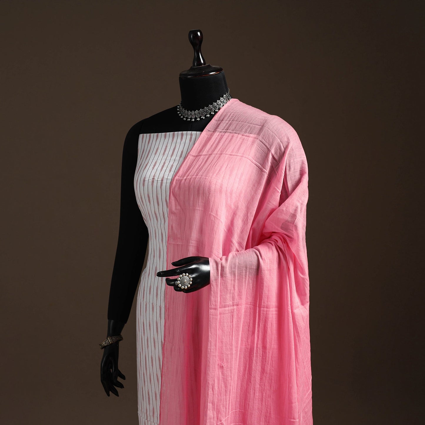 Cotton plain dupatta 04 - handcrafted