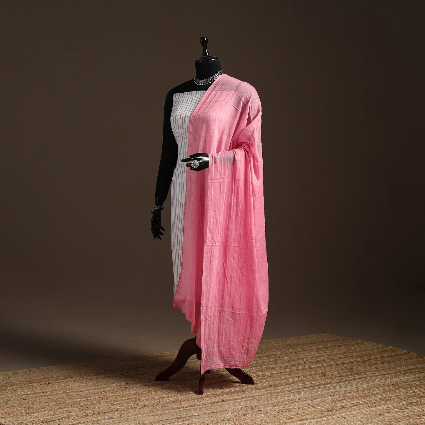 Cotton plain dupatta 04 - handcrafted