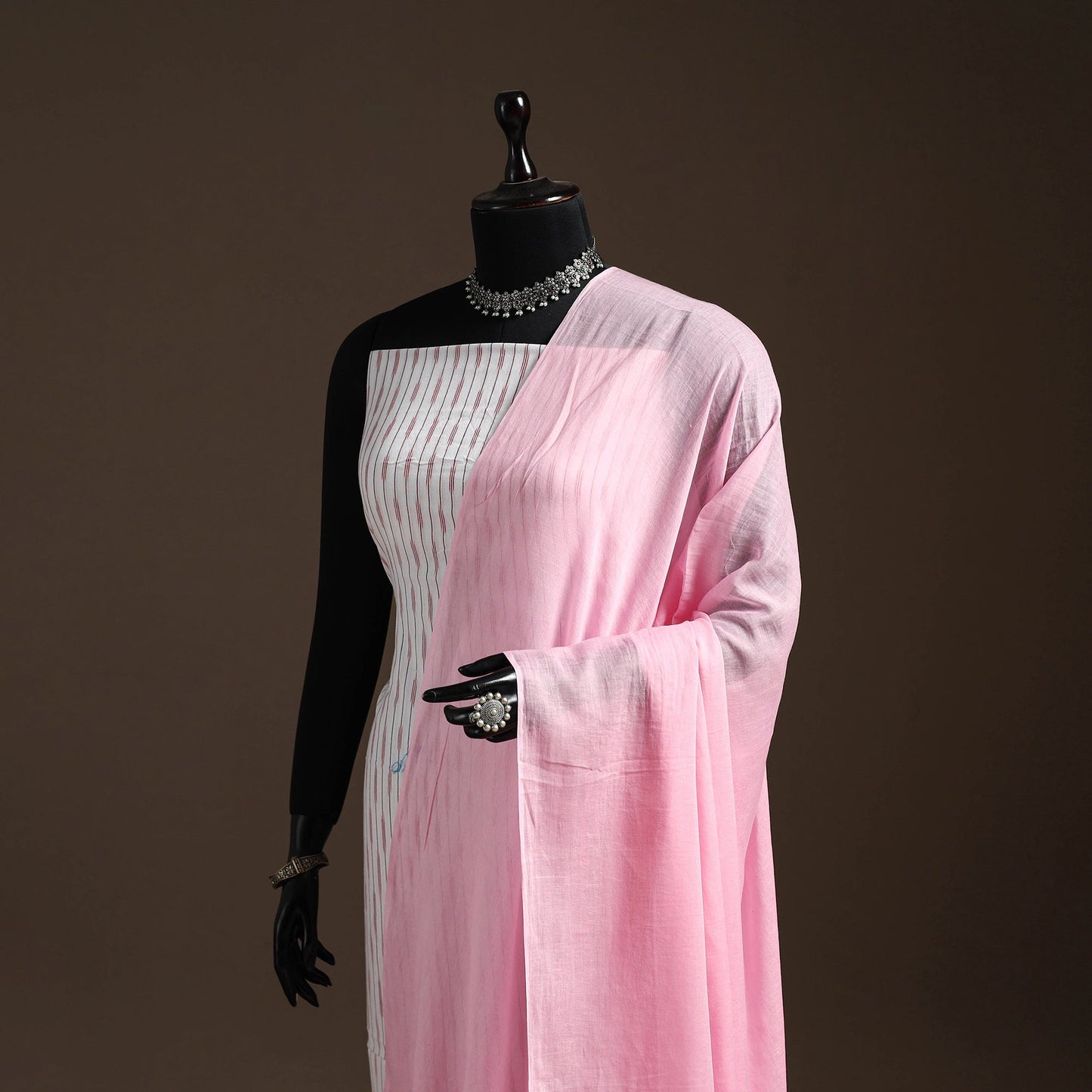 Cotton plain dupatta 13 - handcrafted