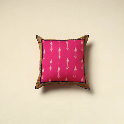 Pink Cotton Pochampally Ikat Cushion Cover