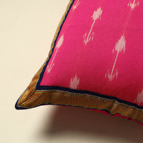 Pink Cotton Pochampally Ikat Cushion Cover