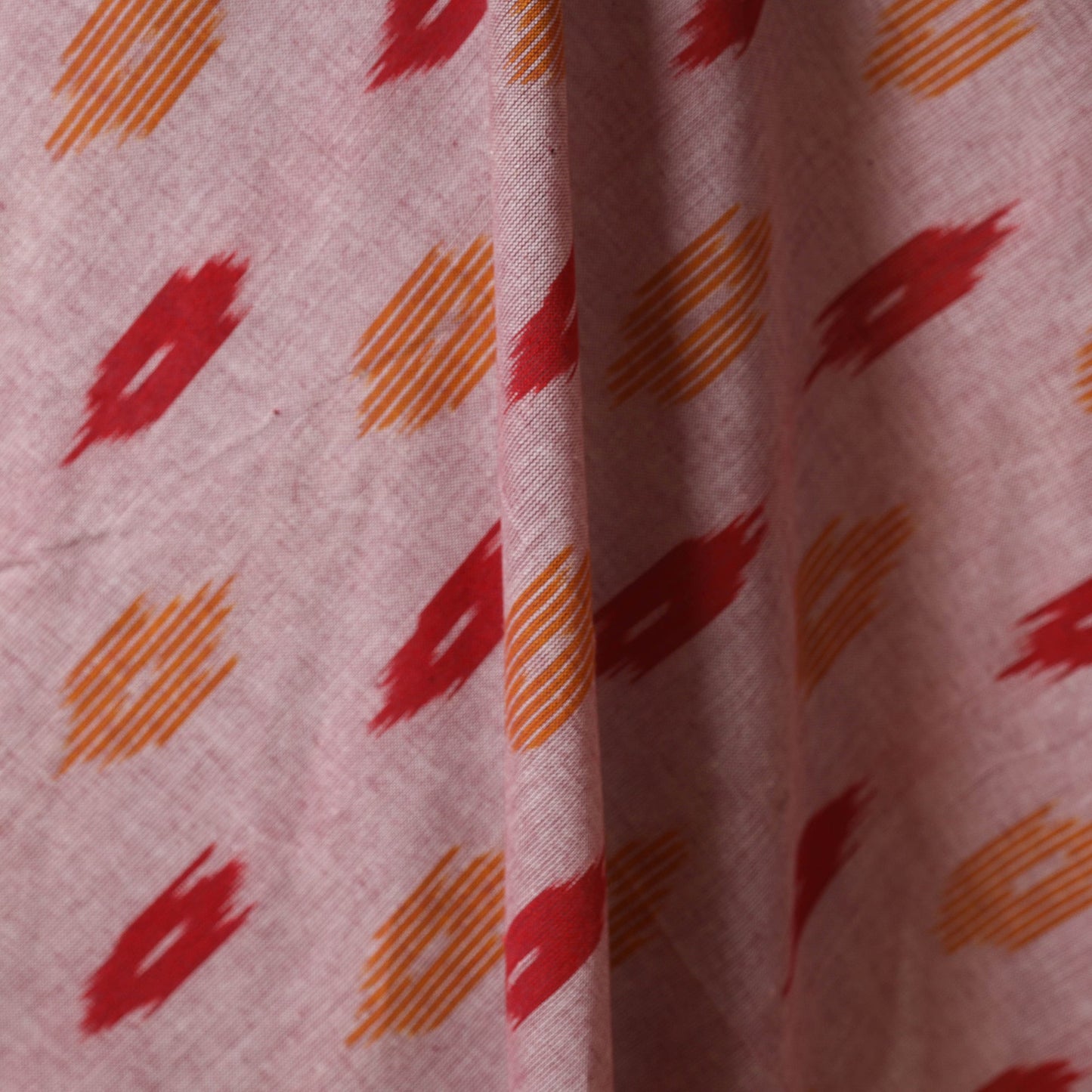 Pink - cotton pochampally ikat fabric 09 - handcrafted