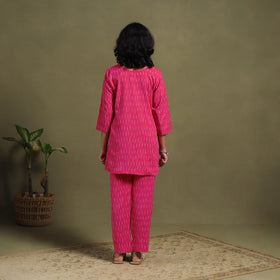 Pink Cotton Pochampally Ikat Night Suit Set