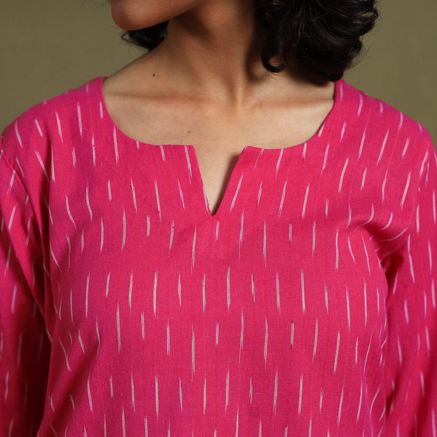 Pink Cotton Pochampally Ikat Night Suit Set