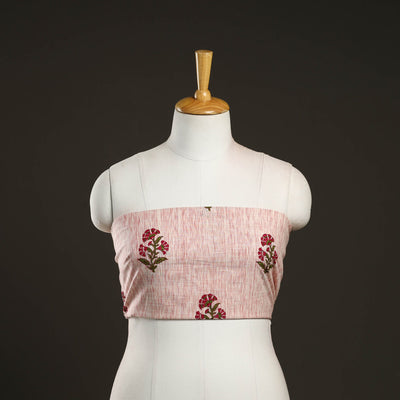 Pink - cotton sanganeri blouse piece 03 - handcrafted