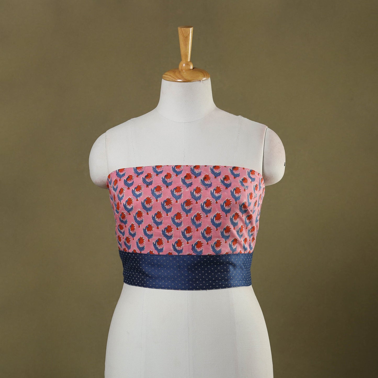 Pink Block Print Cotton Sanganeri Blouse Piece