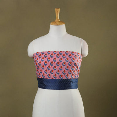 Pink Block Print Cotton Sanganeri Blouse Piece