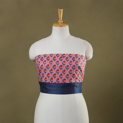 Pink Block Print Cotton Sanganeri Blouse Piece