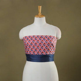 Pink Block Print Cotton Sanganeri Blouse Piece