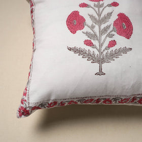 Cotton sanganeri cushion cover (16 x 16 in) 05 - handcrafted