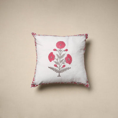 Cotton sanganeri cushion cover (16 x 16 in) 05 - handcrafted