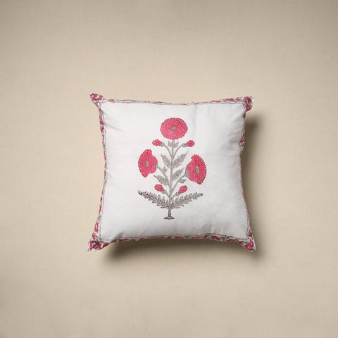 Cotton sanganeri cushion cover (16 x 16 in) 05 - handcrafted