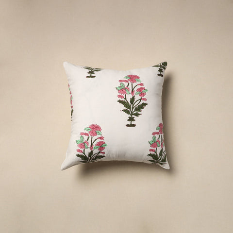 Cotton sanganeri cushion cover (16 x 16 in) 80 - handcrafted
